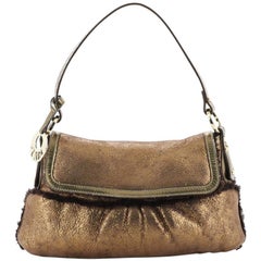 Fendi Chef Flap Bag Metallic Leather with Shearling Small
