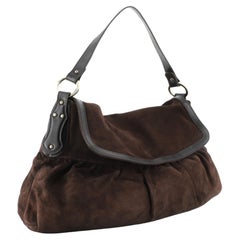 Fendi Chef Flap Bag Suede Large Brown