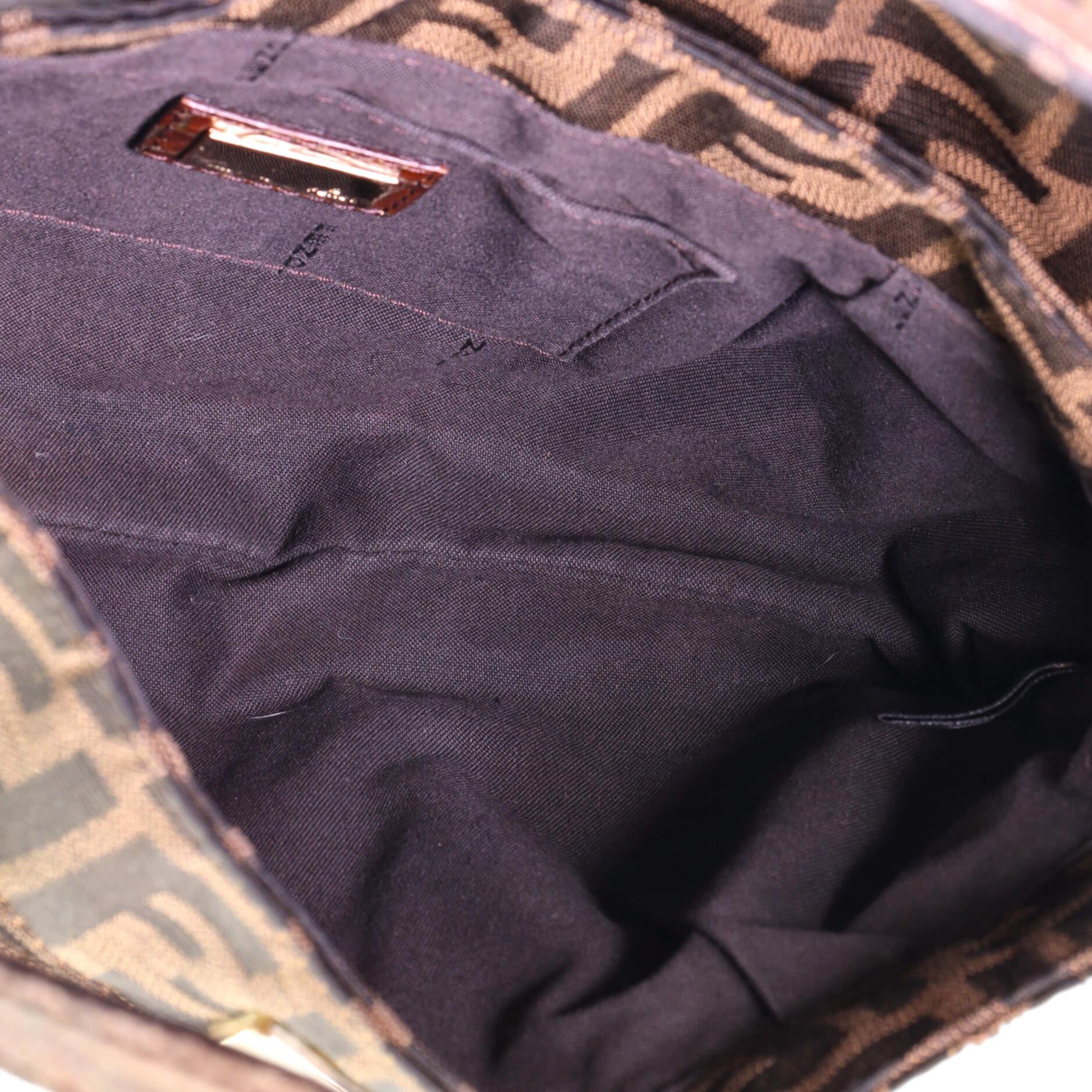 Femenino o masculino Fendi Chef Bolso con Solapa Zucca Lienzo Pequeño
