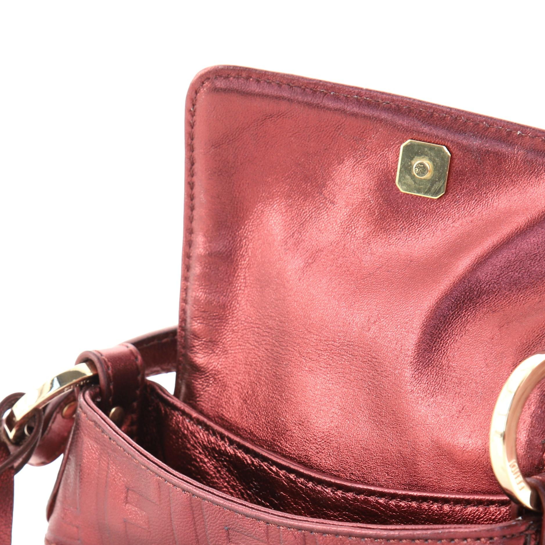 Fendi Chef Flap Bag Zucca Embossed Leather Mini 2