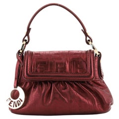 Fendi Chef Flap Bag Zucca Embossed Leather Mini