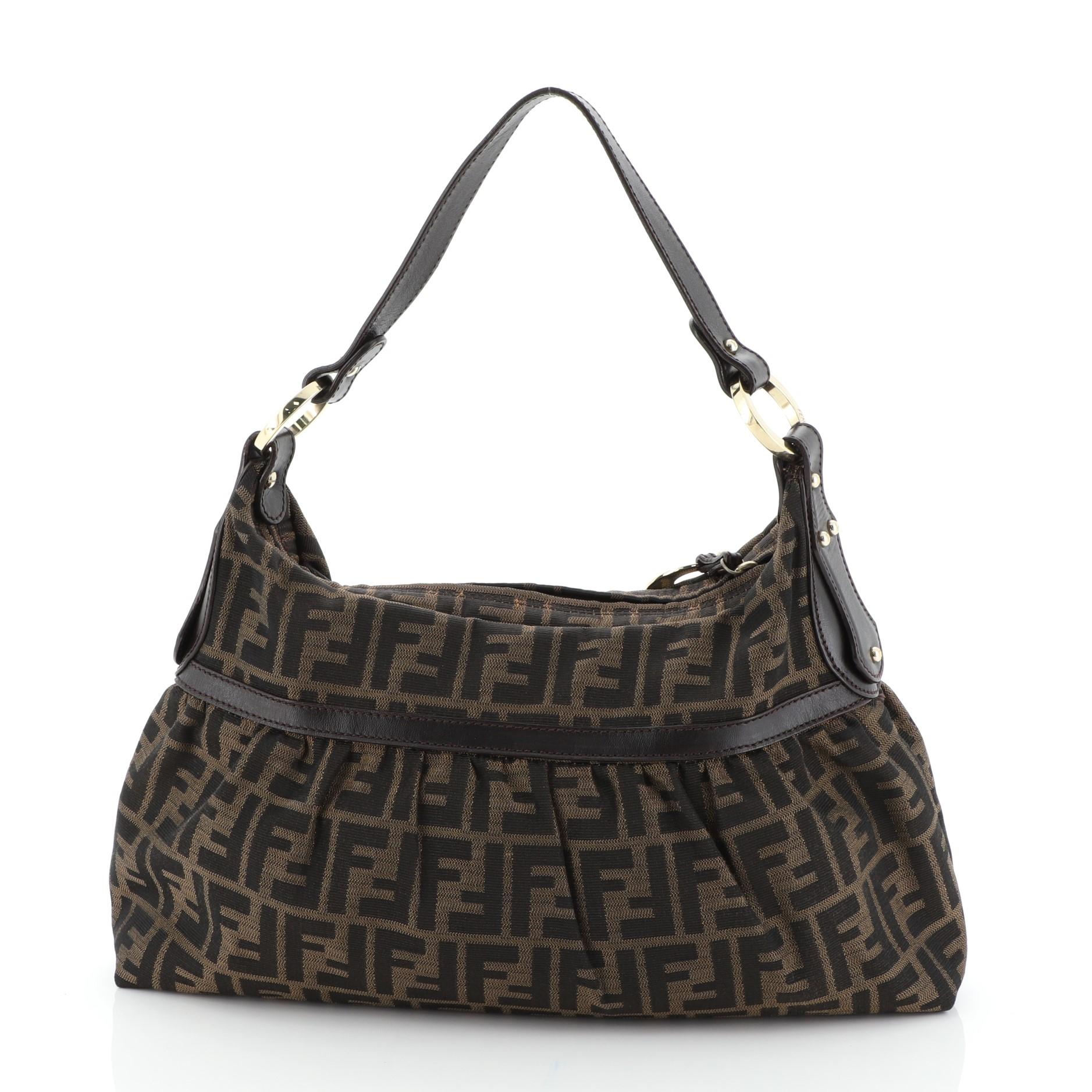 Black Fendi Chef Hobo Zucca Canvas Large