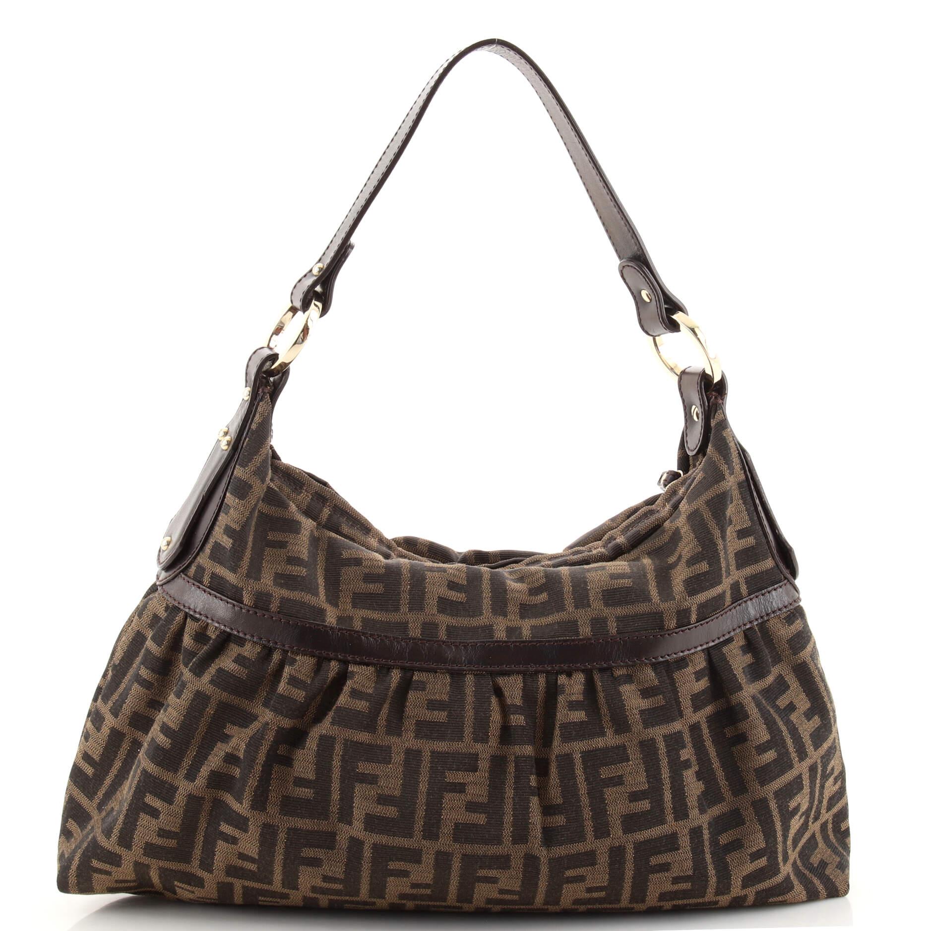 Black Fendi Chef Hobo Zucca Canvas Large