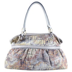 Fendi Chef Umhängetasche Multicolor Zucca Canvas mit Leder mit Eidechsenprägung