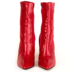 FENDI cherry red leather SOCK Ankle Boots Shoes 39