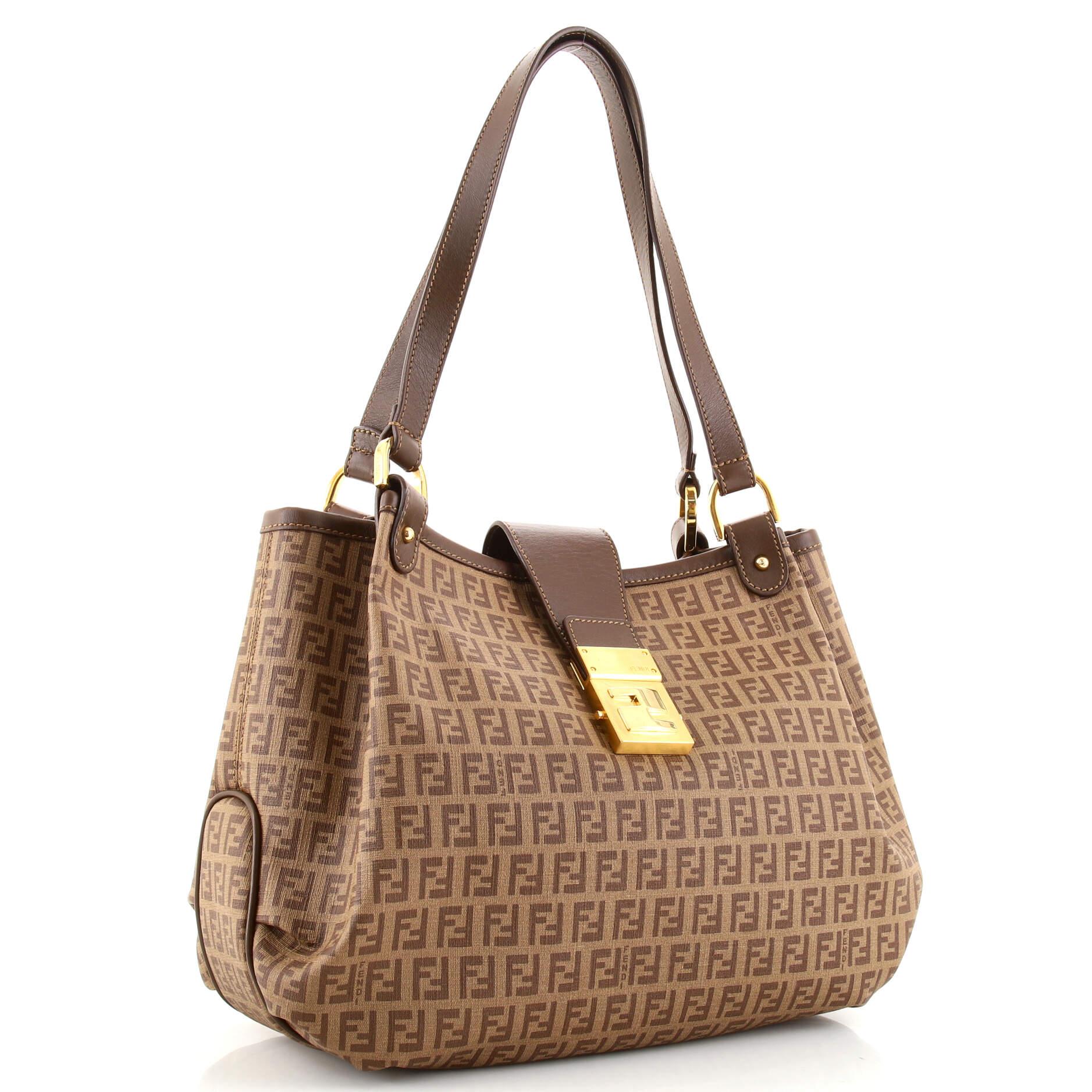 Fendi Chiusura Tote Zucchino Coated Canvas Medium In Good Condition In NY, NY