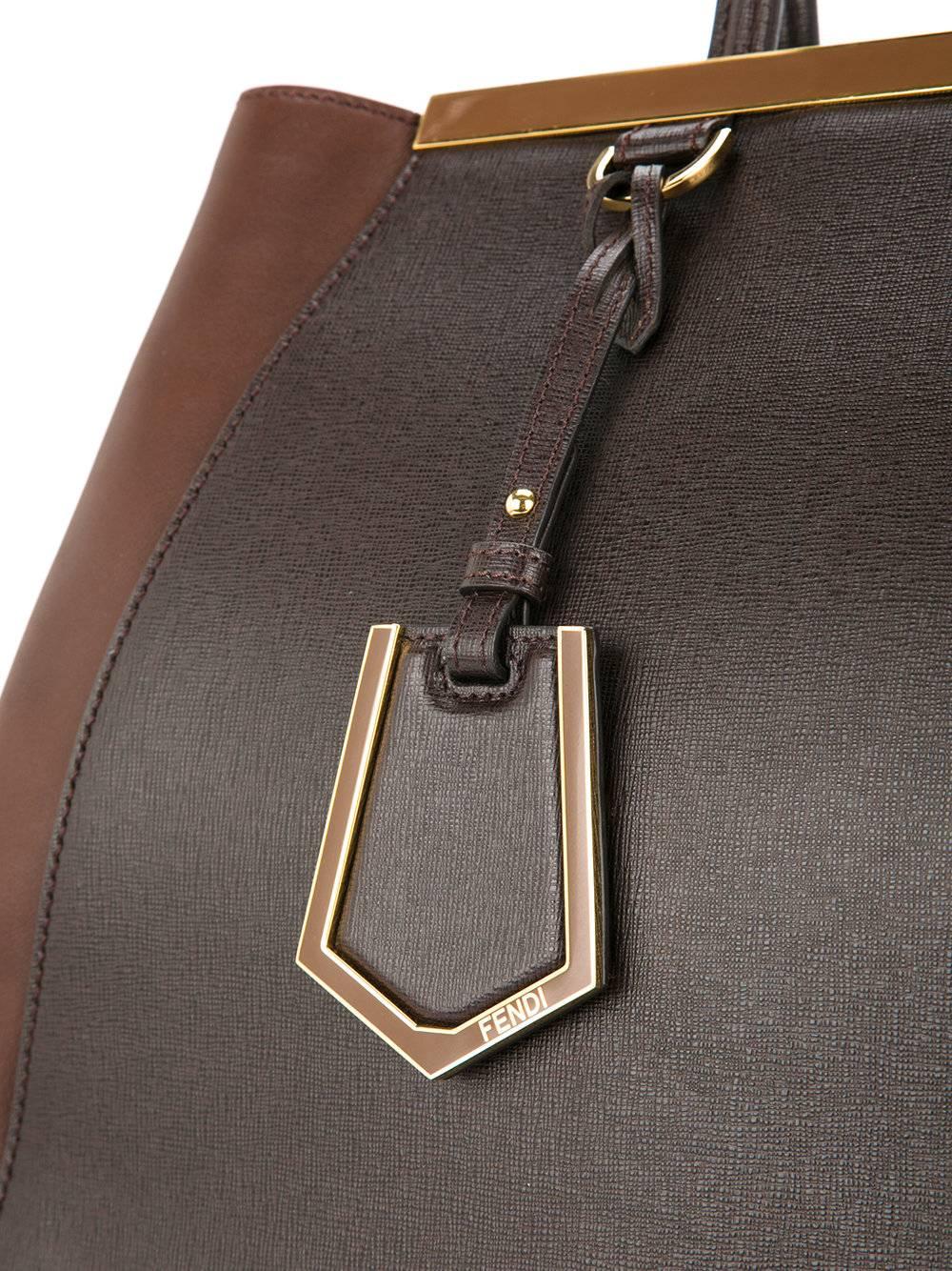 Black Fendi Chocolate Leather Large Carryall Travel Weekender Top Handle Tote Bag