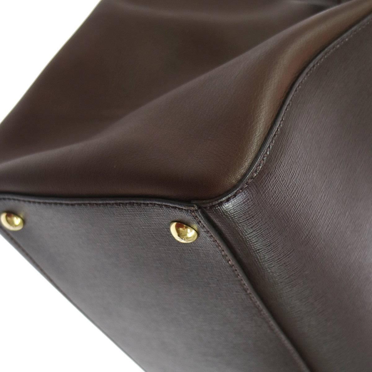 Women's or Men's Fendi Chocolate Leather Large Carryall Travel Weekender Top Handle Tote Bag