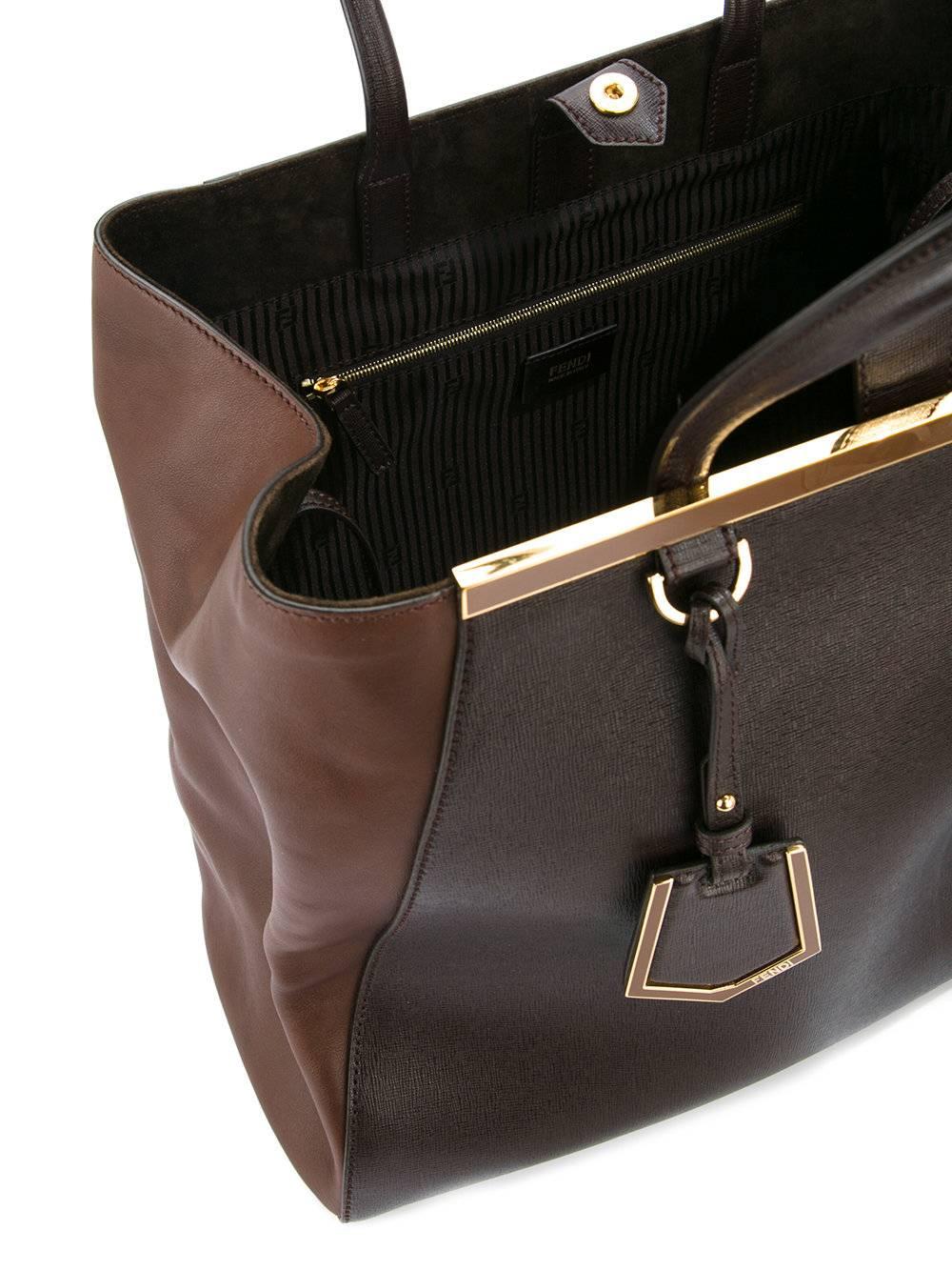 Fendi Chocolate Leather Large Carryall Travel Weekender Top Handle Tote Bag 1