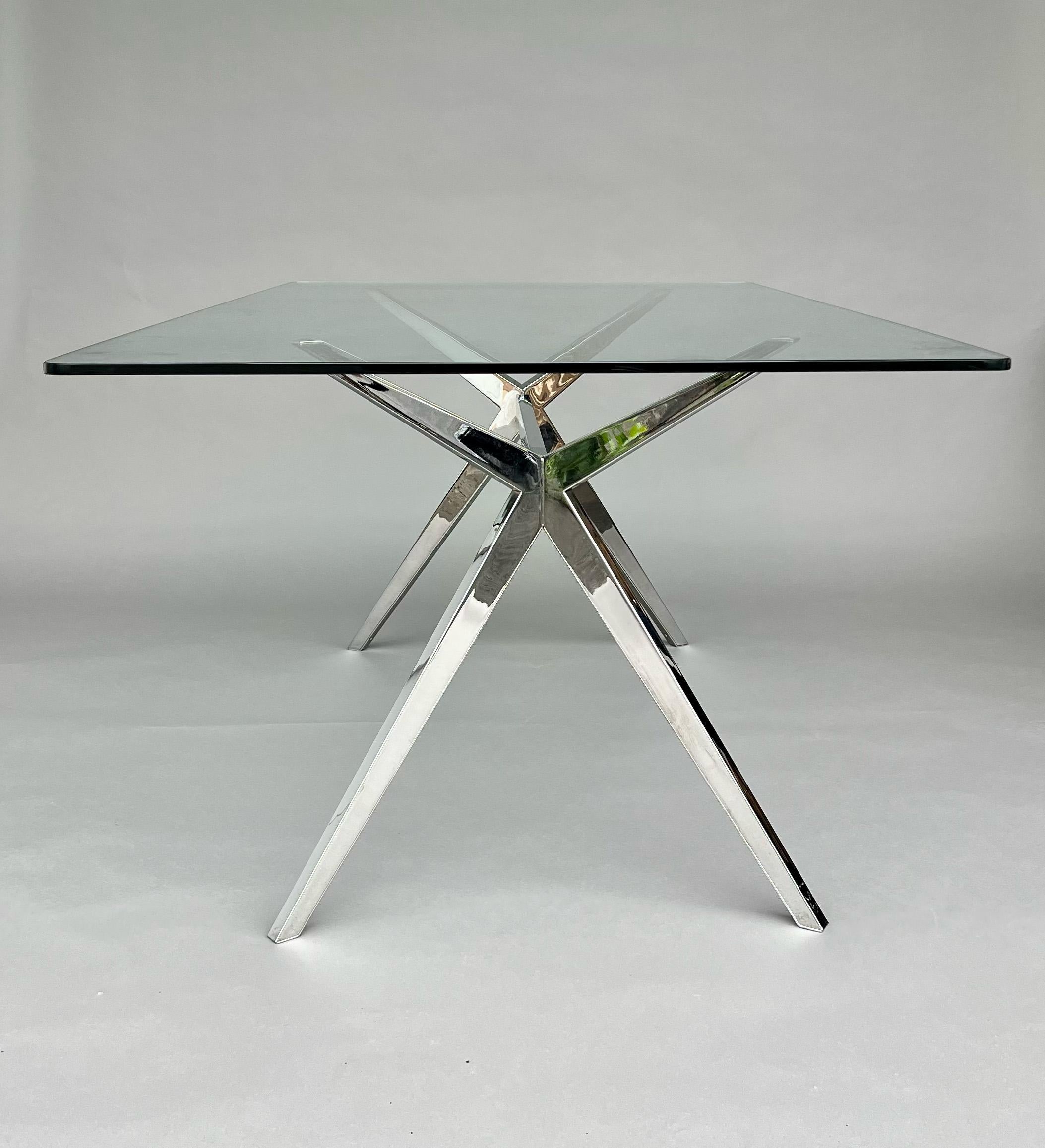 Fendi Chrome Dining Table with Glass Top In Good Condition In Bridport, CT