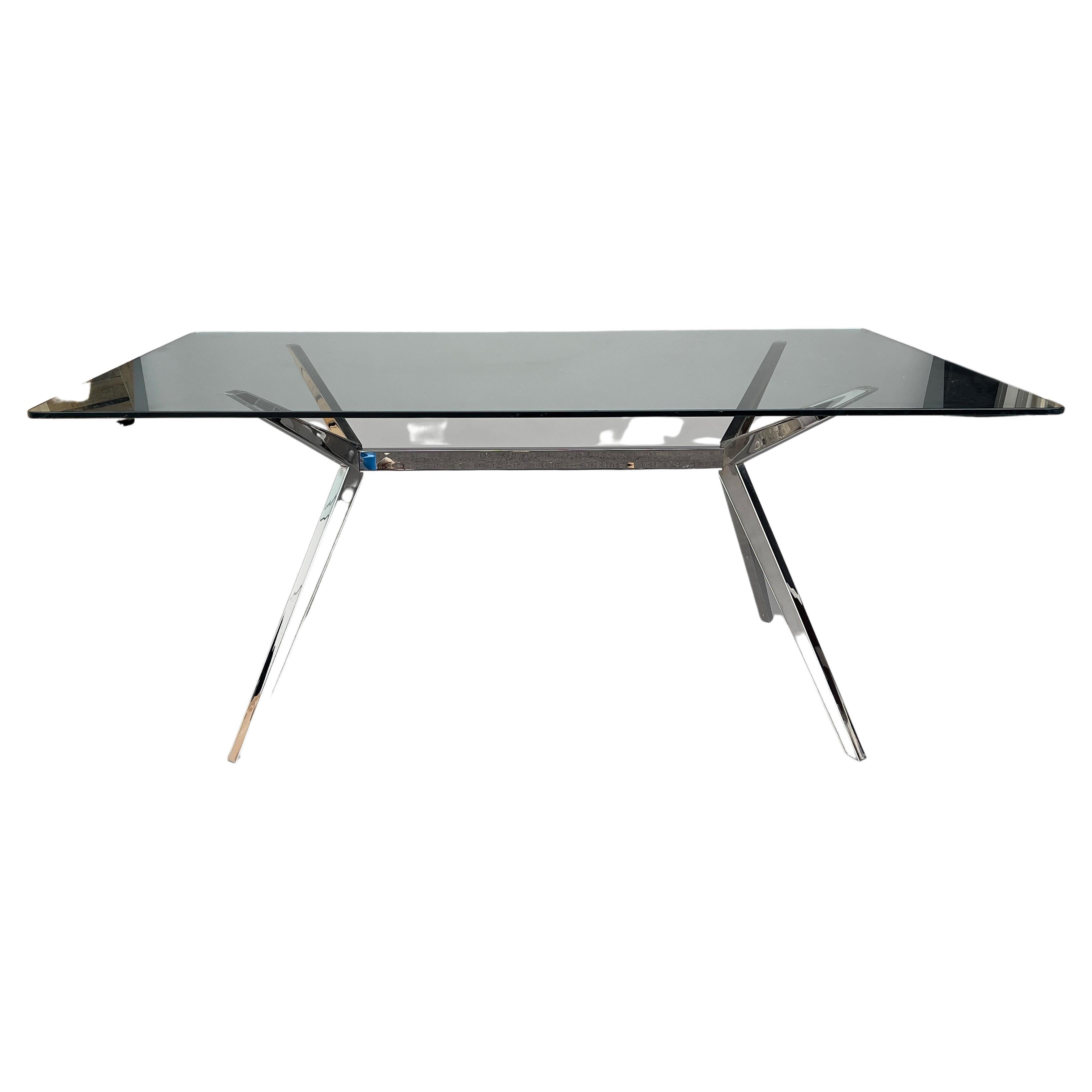 Fendi Chrome Dining Table with Glass Top
