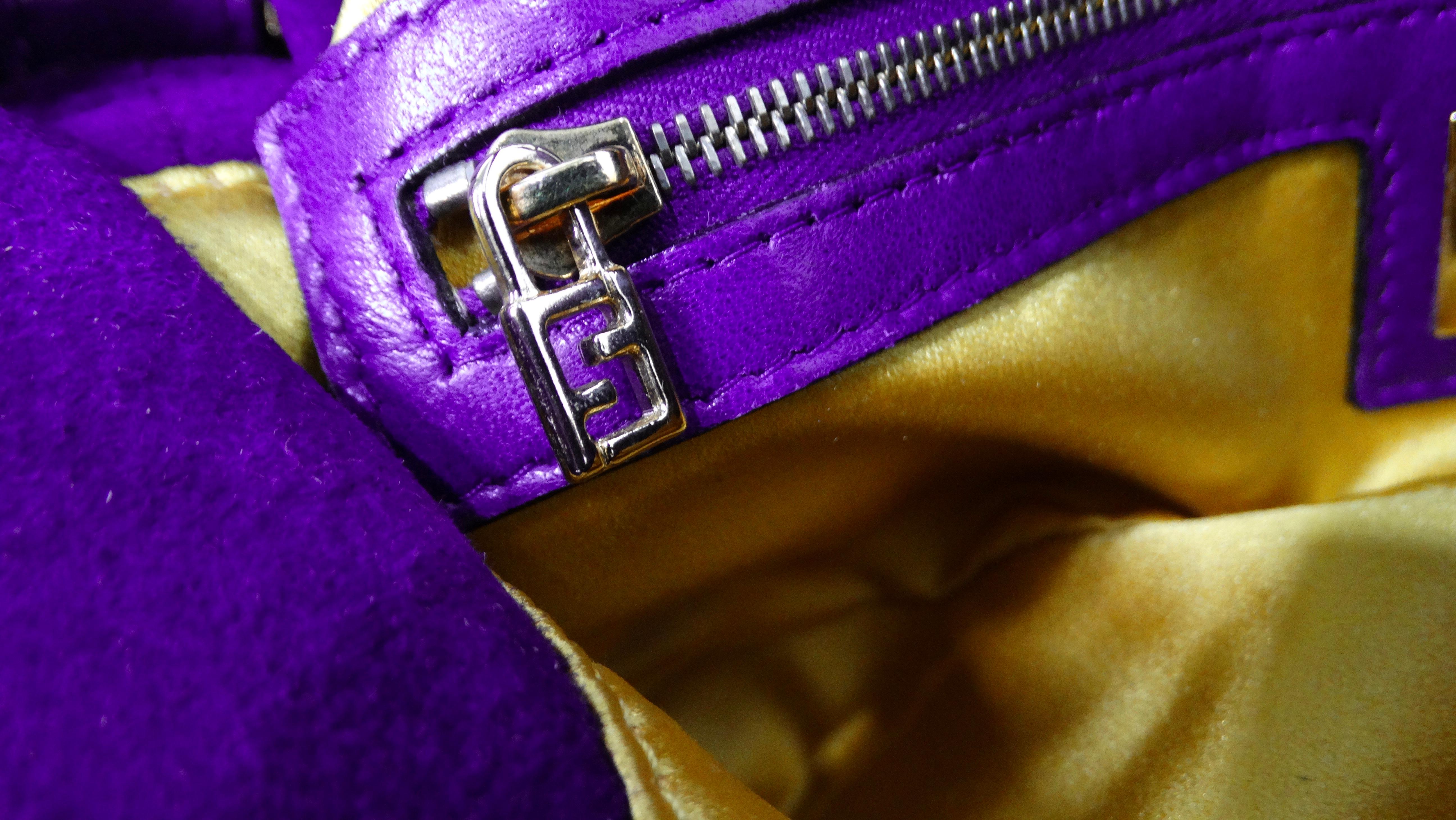 Fendi Circa 1990s Purple Suede & Gold-Tone Baguette Shoulder Bag For Sale 6