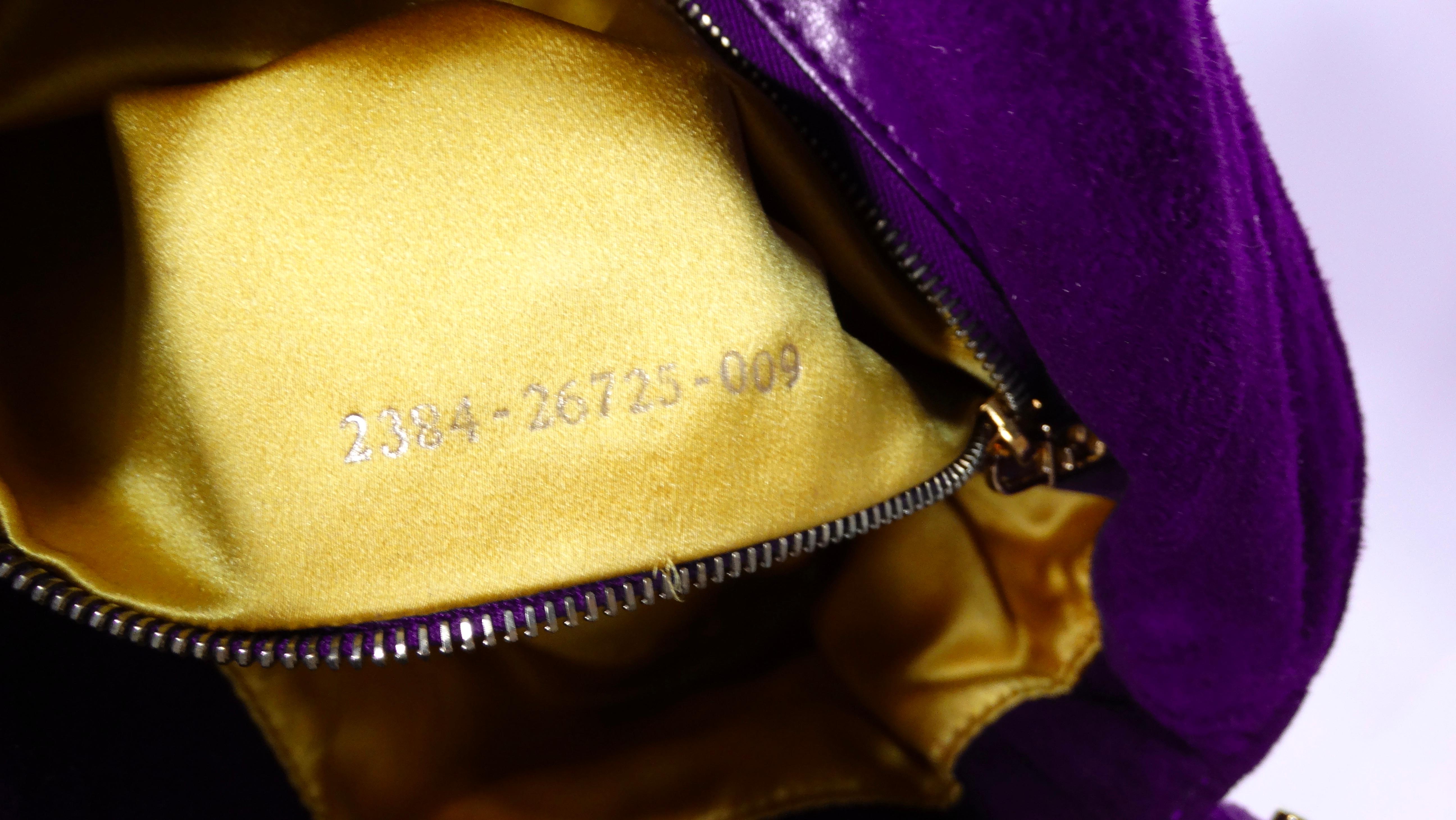 Fendi Circa 1990s Purple Suede & Gold-Tone Baguette Shoulder Bag For Sale 7