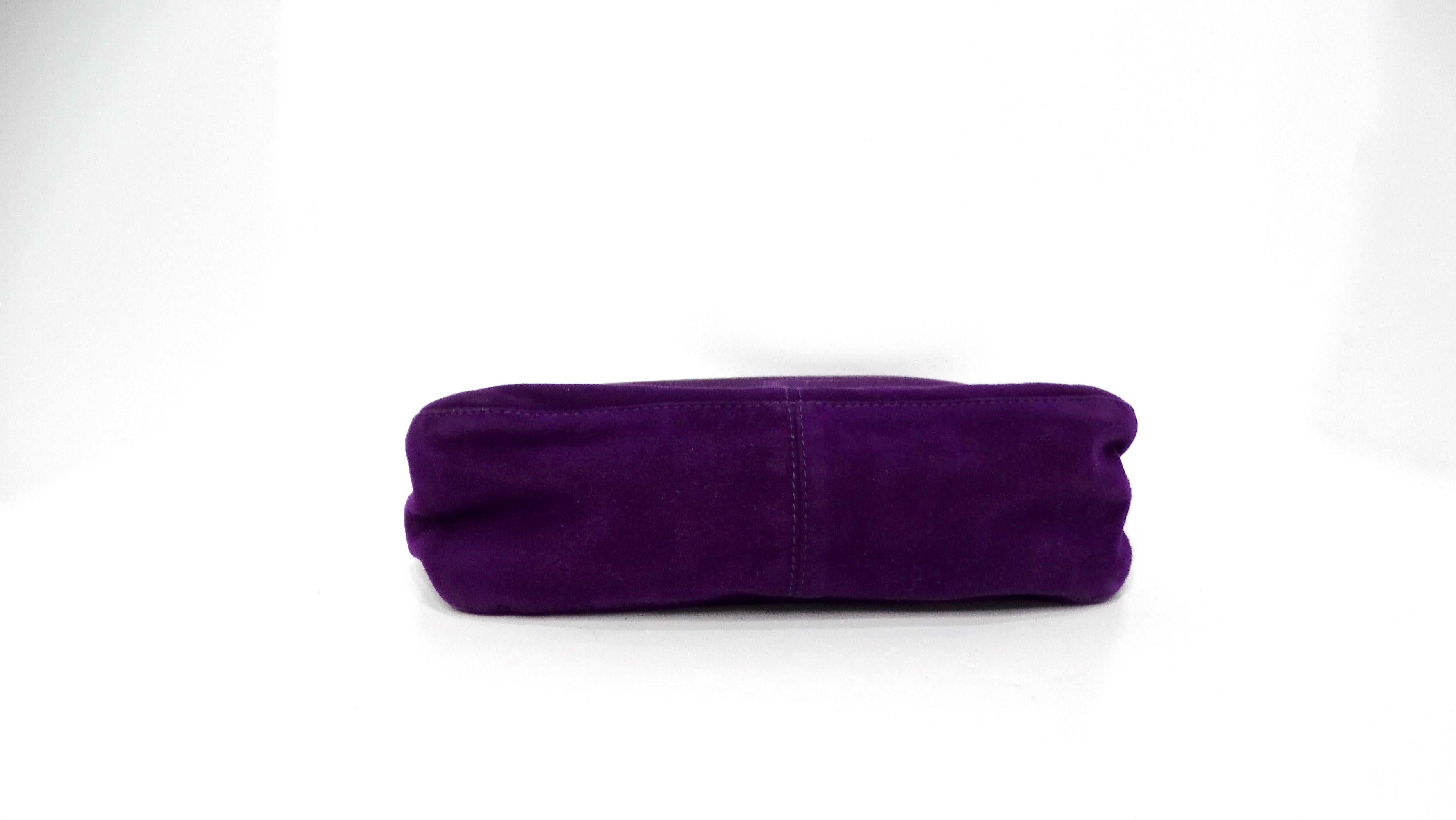 Fendi Circa 1990s Purple Suede & Gold-Tone Baguette Shoulder Bag For Sale 3