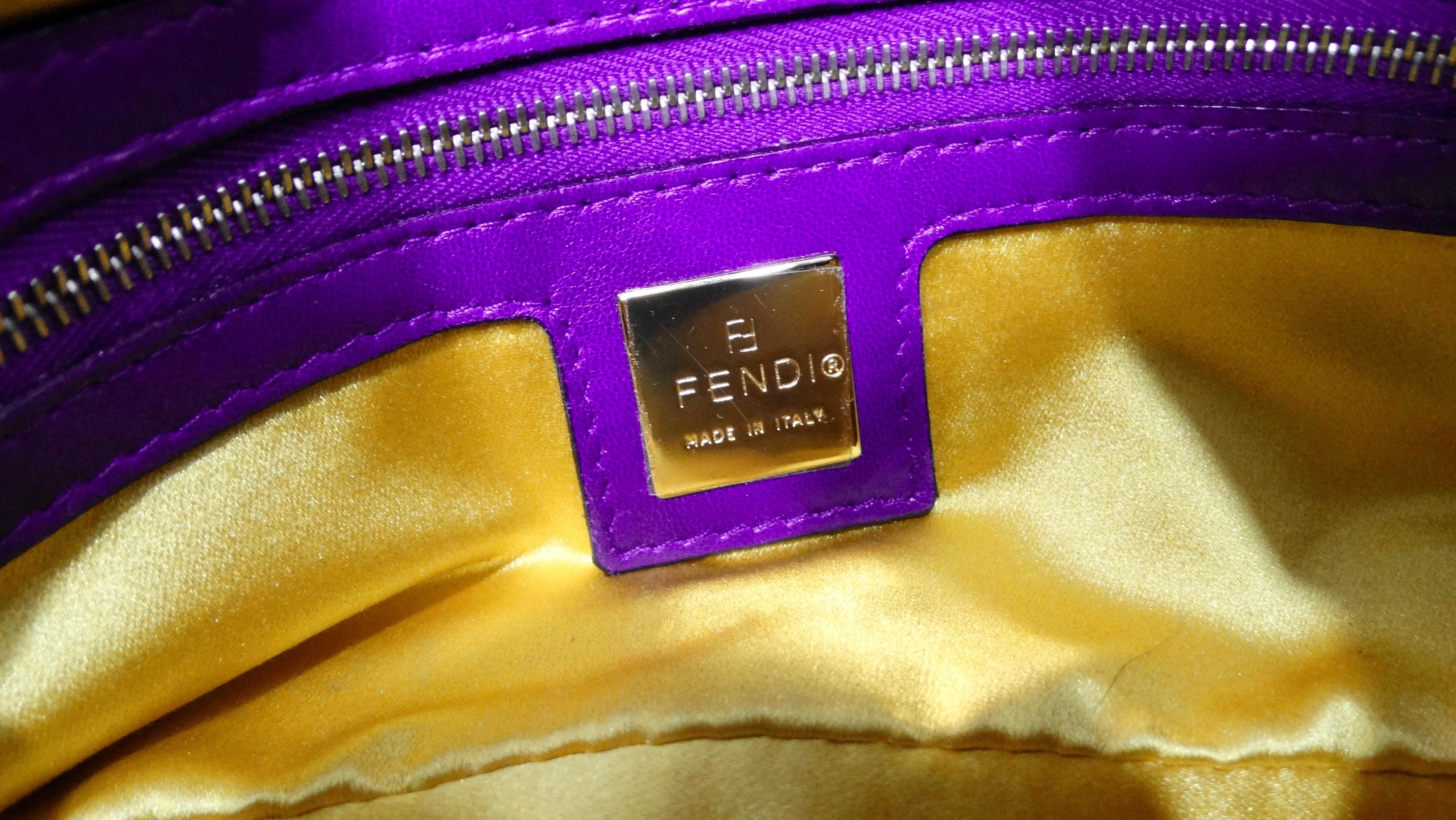 Fendi Circa 1990s Purple Suede & Gold-Tone Baguette Shoulder Bag For Sale 5