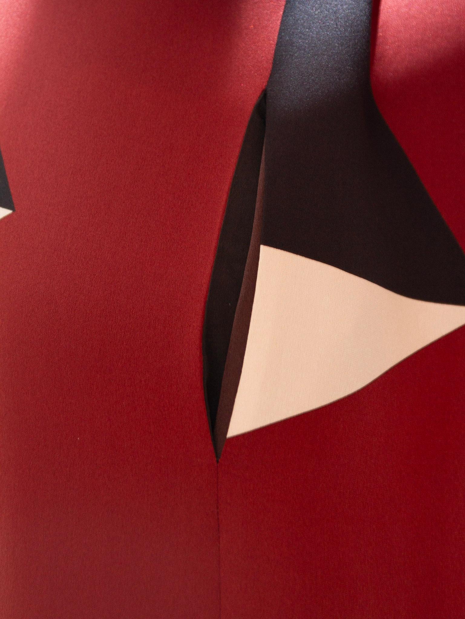 Women's Fendi, Circa 2000, Two-Layer Silk, 3/4 Dolman Sleeve Colorblock Dress For Sale