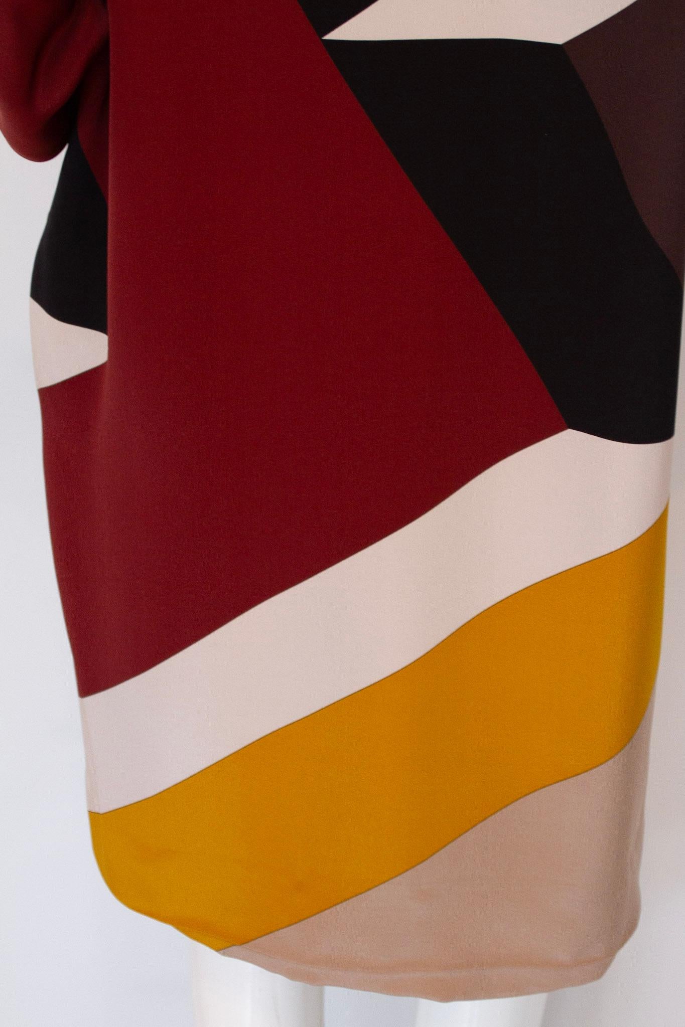 Fendi, Circa 2000, Two-Layer Silk, 3/4 Dolman Sleeve Colorblock Dress For Sale 2