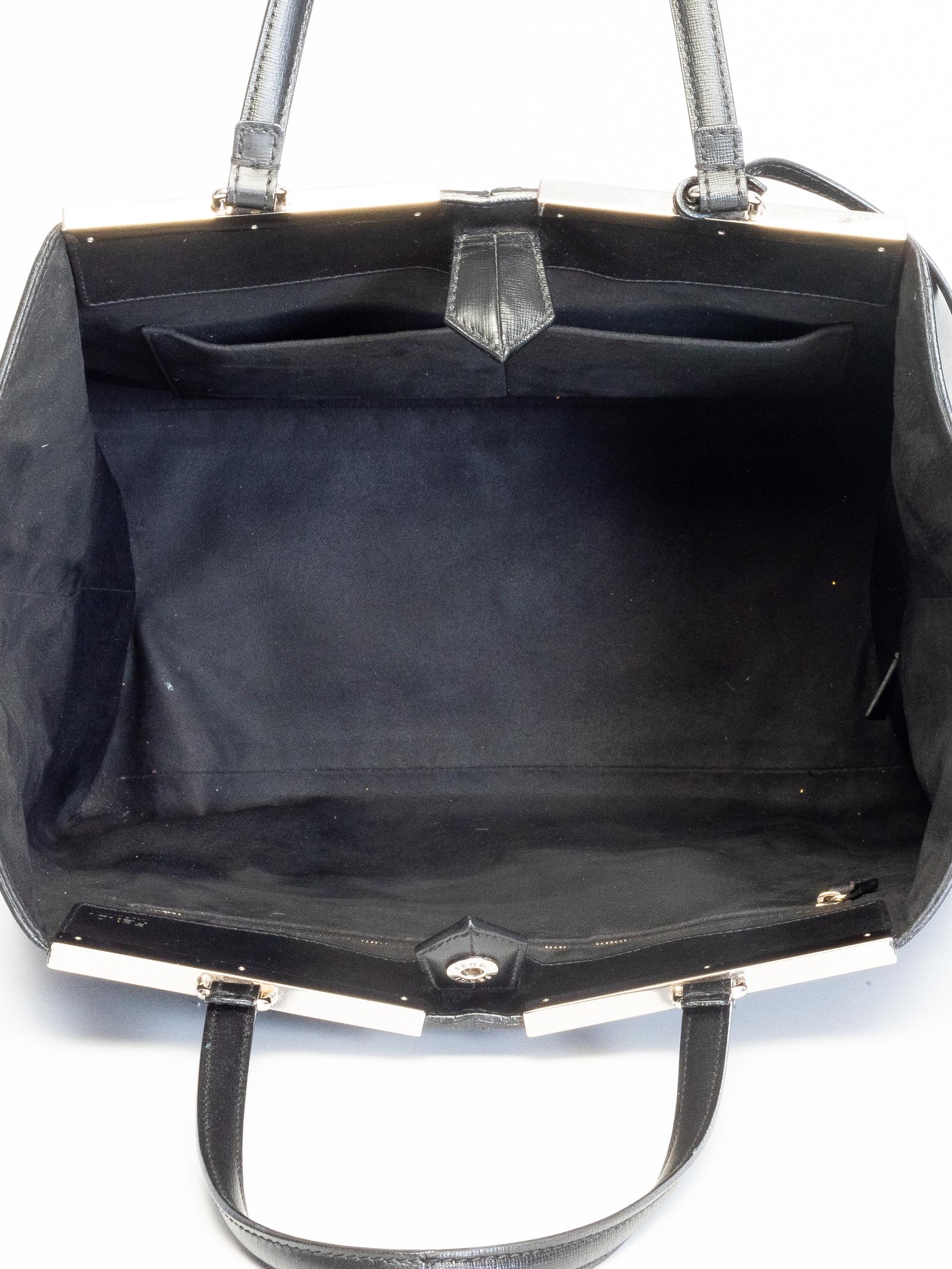 Noir Fendi Classic Leather 3Jours Leather Tote Bag en vente
