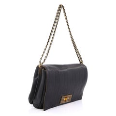 Fendi Claudia Shoulder Bag Pequin Embossed Leather Large