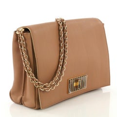 Fendi Claudia Shoulder Bag Pequin Embossed Leather Large