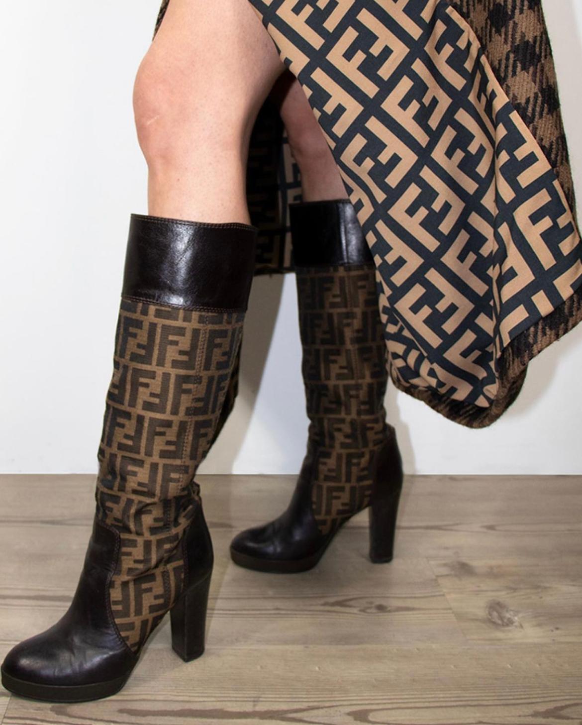 Fendi Cloth Boots in Brown 3
