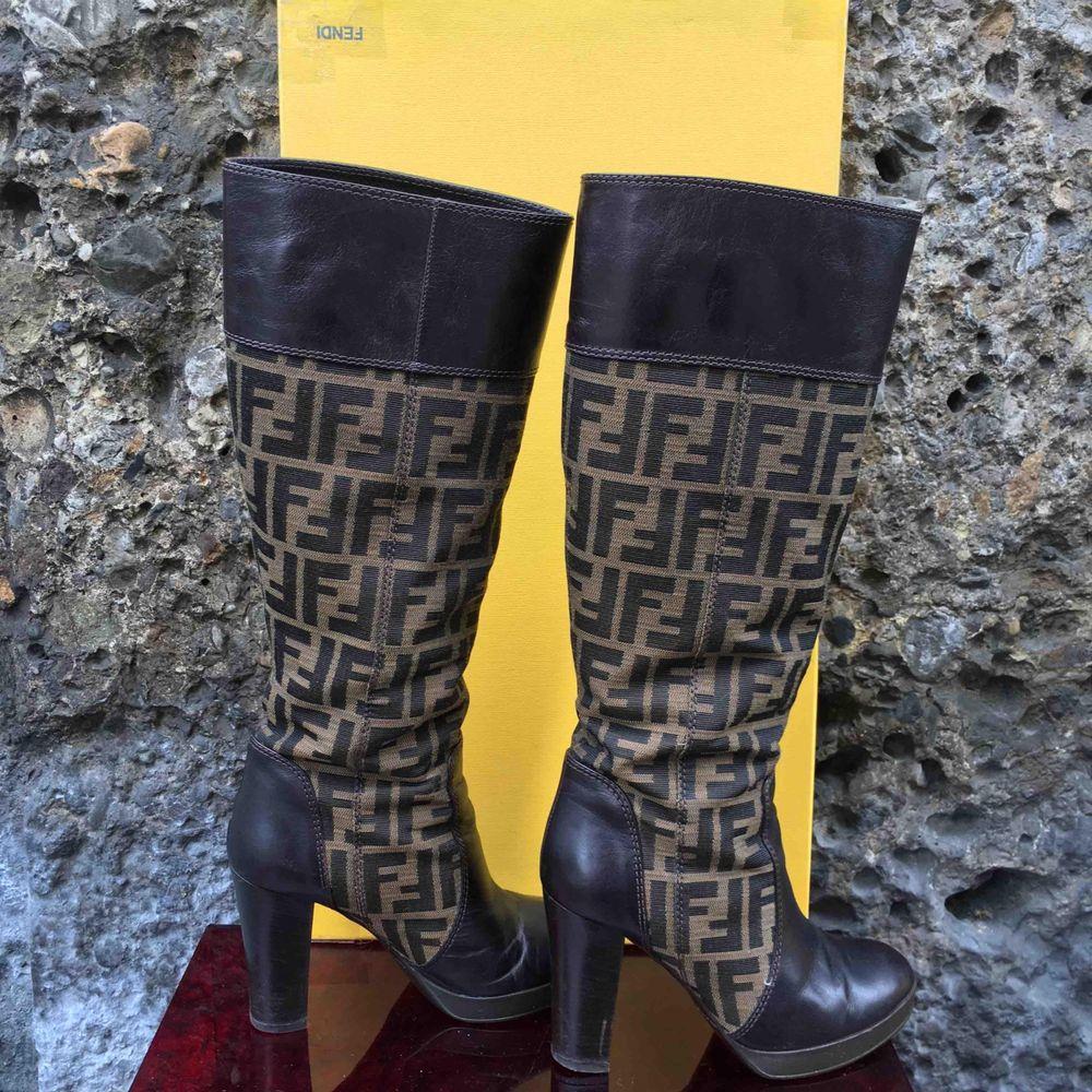 Women's Fendi Cloth Boots in Brown