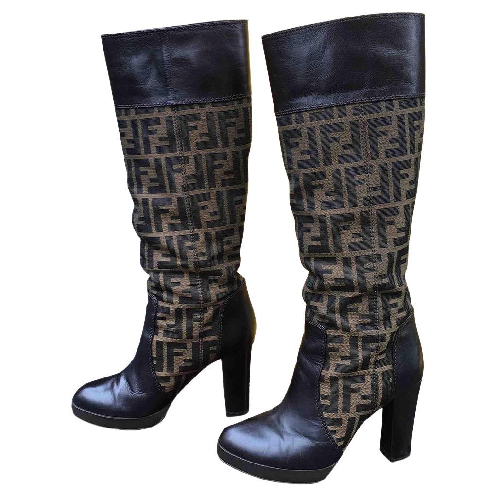 Fendi Cloth Boots in Brown