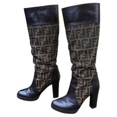 Fendi Cloth Boots in Brown