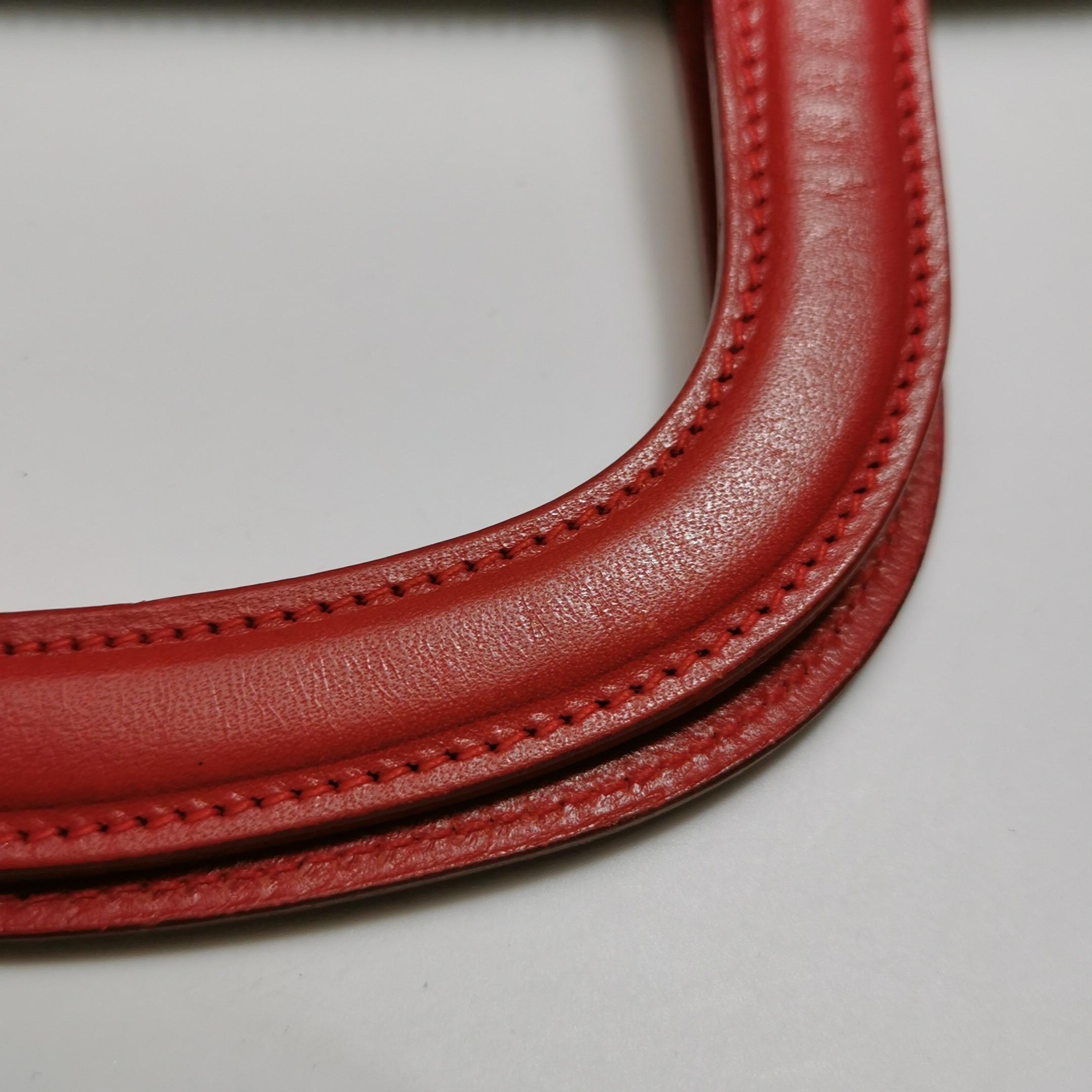 Pochette Fendi in denim con stampa leopardo e manici in pelle rossa 9