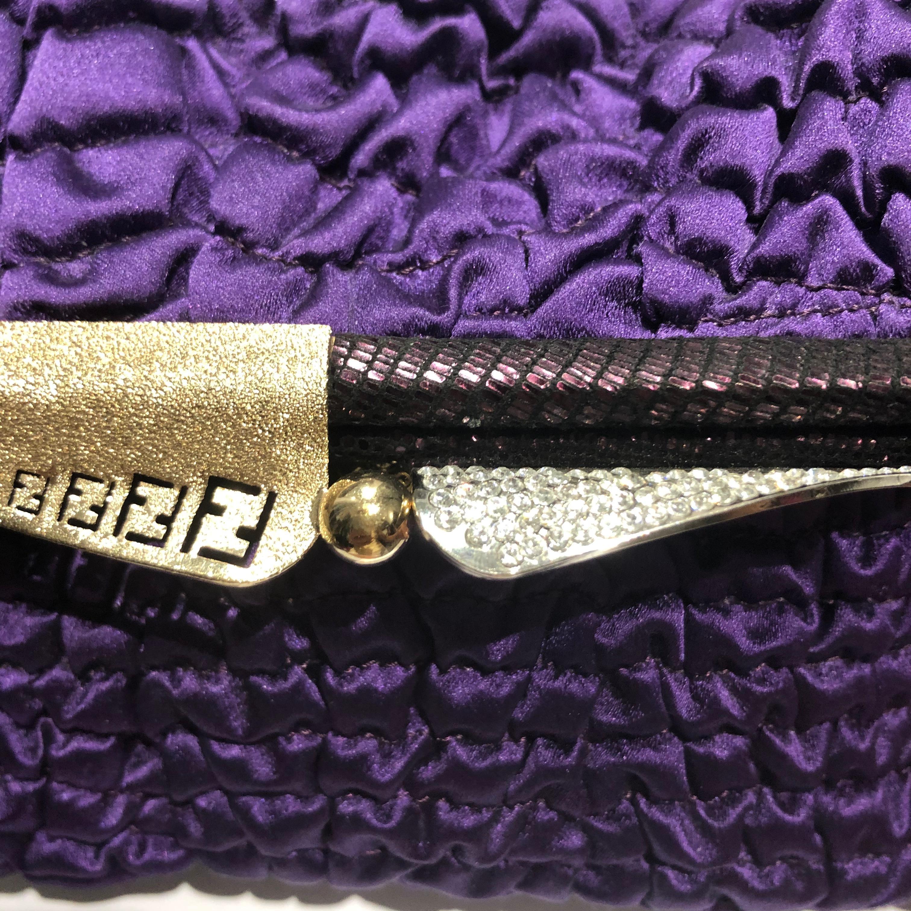 FENDI Clutch in Purple Silk with Smoke Effect 2