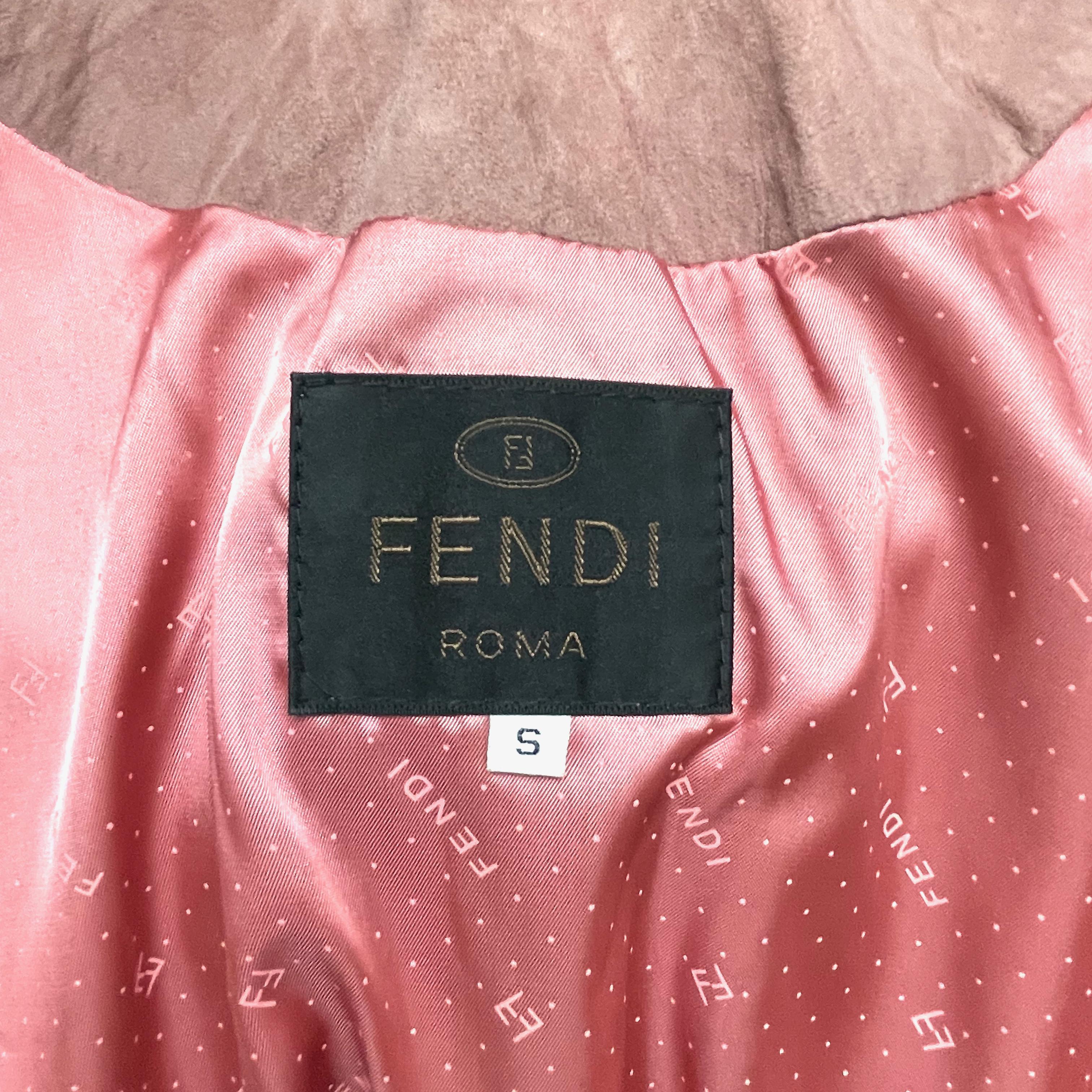 Fendi Coat Duster Jacket Cocoon Rose Pink Suede Batwing Sleeves Vintage Size S For Sale 9