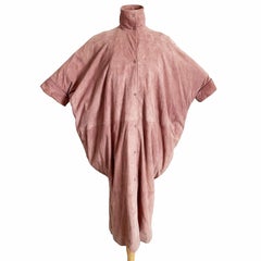 Fendi Coat Duster Jacket Cocoon Rose Pink Suede Batwing Sleeves Vintage Size S