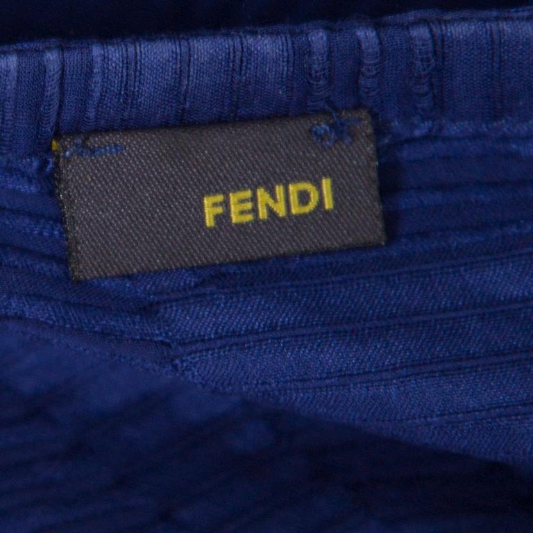 Fendi Cobalt Blue Logo Patterned Silk Beach Cover up Kaftan ( One Size ...