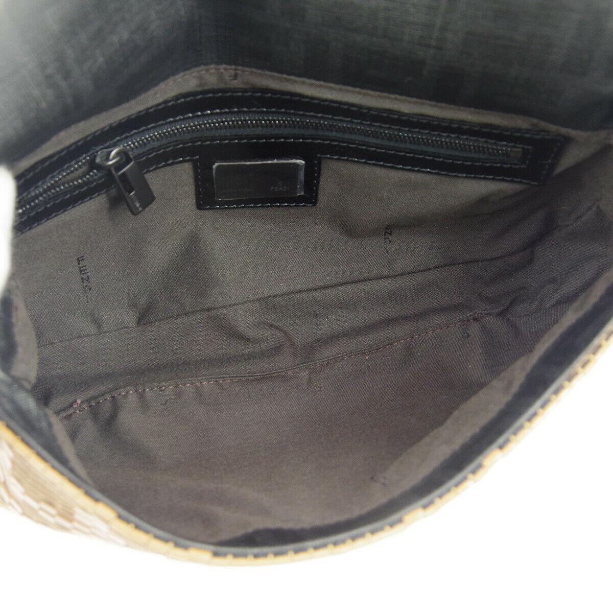 Women's Fendi Cognac Black Logo Patent Leather Top Handle Satchel Shoulder Flap Bag