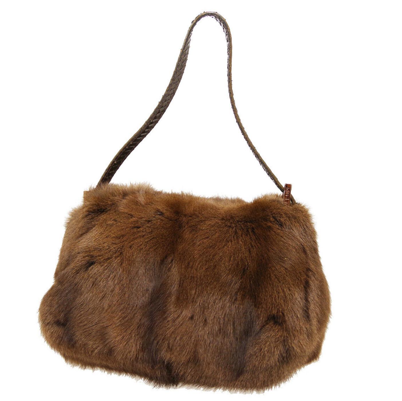 brown fur bag