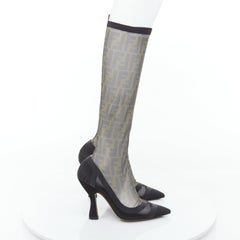 FENDI Colibri brown FF monogram sheer mesh sock boots EU40 Nicki Minaj