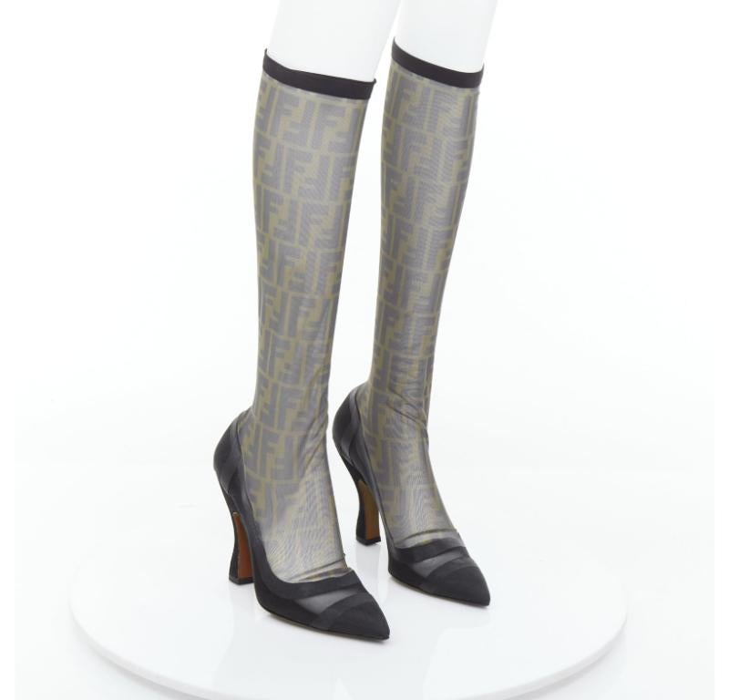 FENDI Colibri brown FF monogram sheer mesh sock boots EU40 Nicki Minaj
Reference: TGAS/E00056
Brand: Fendi
Model: Colibri
As seen on: Nicki Minaj
Material: Mesh, Leather
Color: Black, Khaki
Pattern: Monogram
Closure: Elasticated
Lining: Black