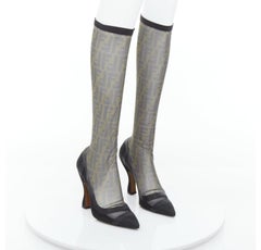 FENDI Colibri brown FF monogram sheer mesh sock boots EU40 Nicki Minaj