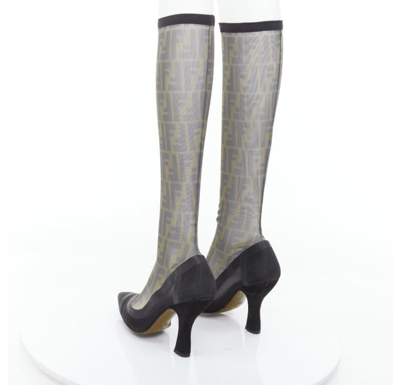 FENDI Colibri brown FF monogram sheer mesh sock boots EU40 Nicki Minaj 1
