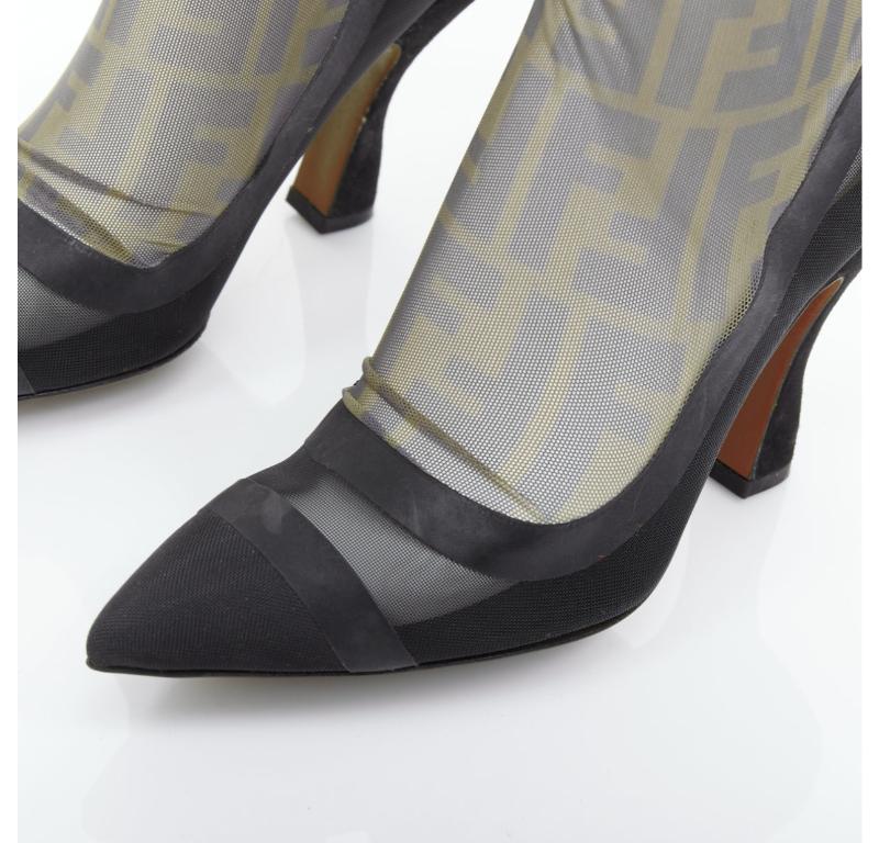 FENDI Colibri brown FF monogram sheer mesh sock boots EU40 Nicki Minaj 3