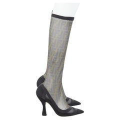 FENDI Colibri brown FF monogram sheer mesh sock boots EU40 Nicki Minaj