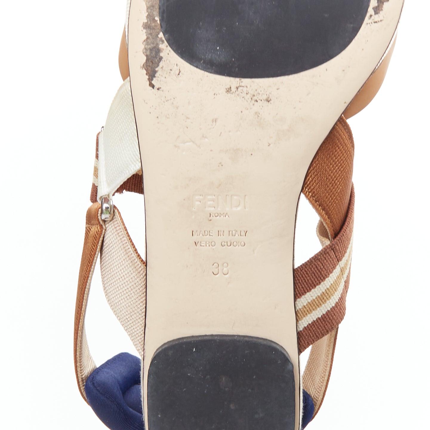 FENDI Colibri marron marine crème Trk mesh point toe flats EU38 en vente 5