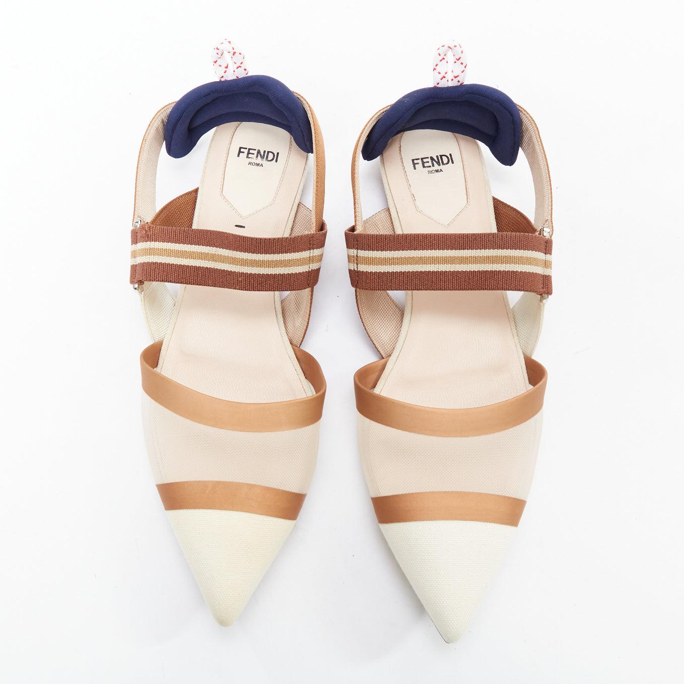 FENDI Colibri marron marine crème Trk mesh point toe flats EU38
Référence : JACG/A00198
Marque : Fendi
Modèle : Colibri Ballerina
Matière : Tissu, maille
Couleur : Marine, Crème
Motif : Solide
Fermeture : Slip On
Doublure : Cuir nude
Fabriqué en :
