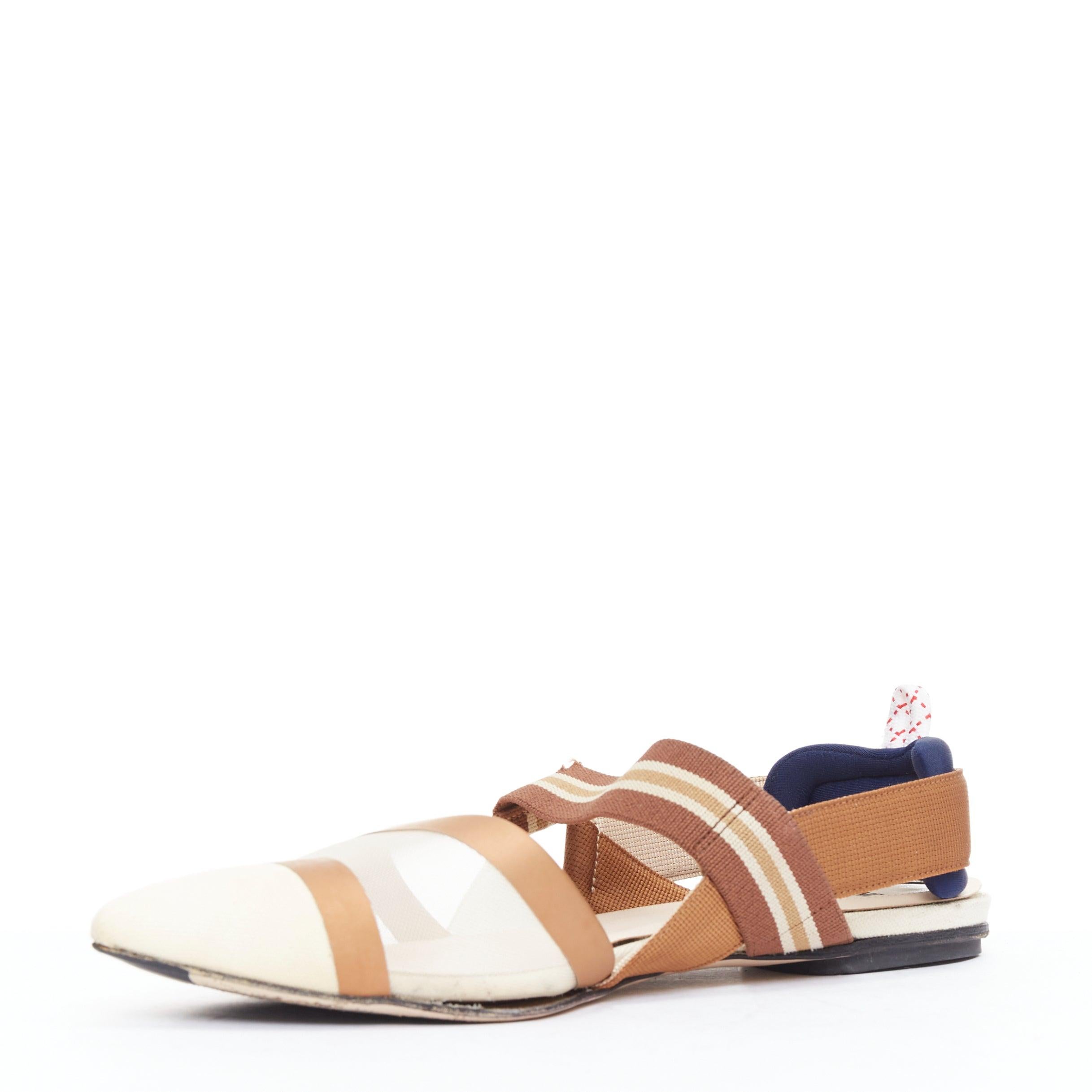 FENDI Colibri marron marine crème Trk mesh point toe flats EU38 Bon état - En vente à Hong Kong, NT