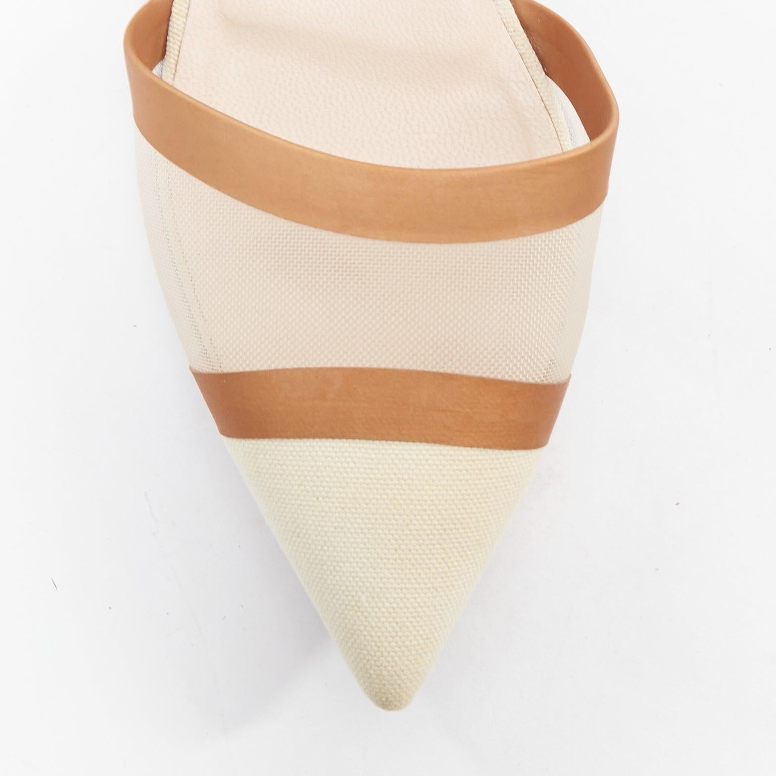 FENDI Colibri marron marine crème Trk mesh point toe flats EU38 en vente 1