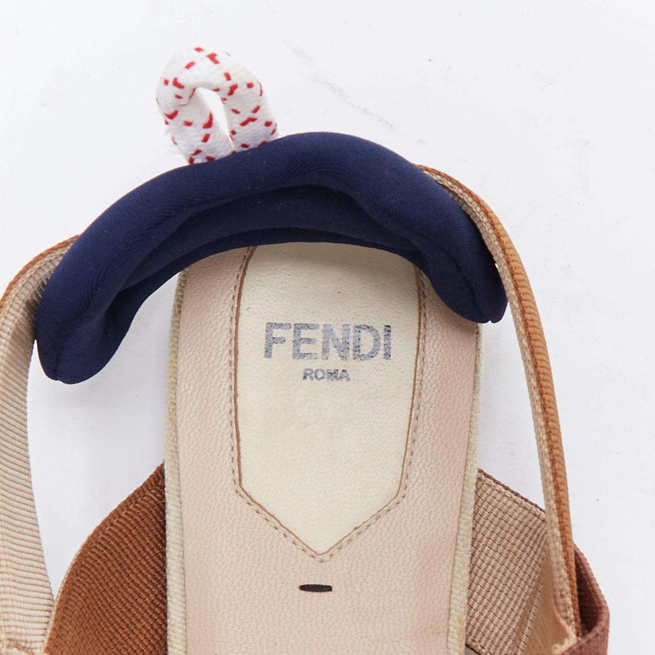 FENDI Colibri marron marine crème Trk mesh point toe flats EU38 en vente 4