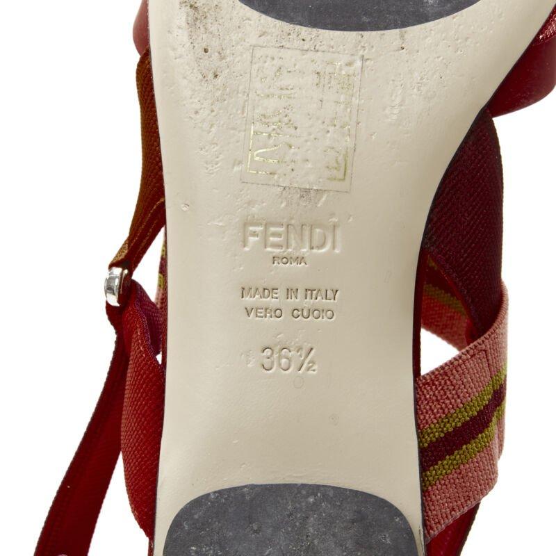 FENDI Colibri red sheer mesh mixed fabric sports strap flats EU36.5 5