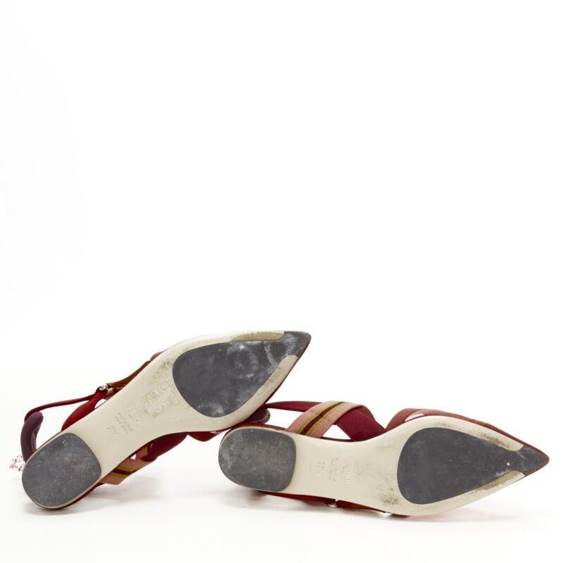 FENDI Colibri red sheer mesh mixed fabric sports strap flats EU36.5 6