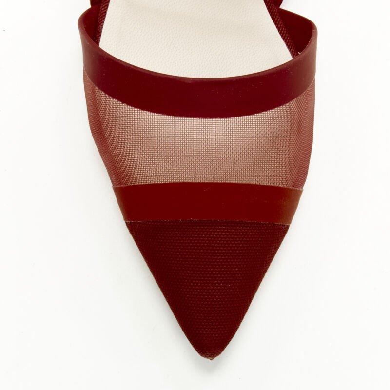 FENDI Colibri red sheer mesh mixed fabric sports strap flats EU36.5 1