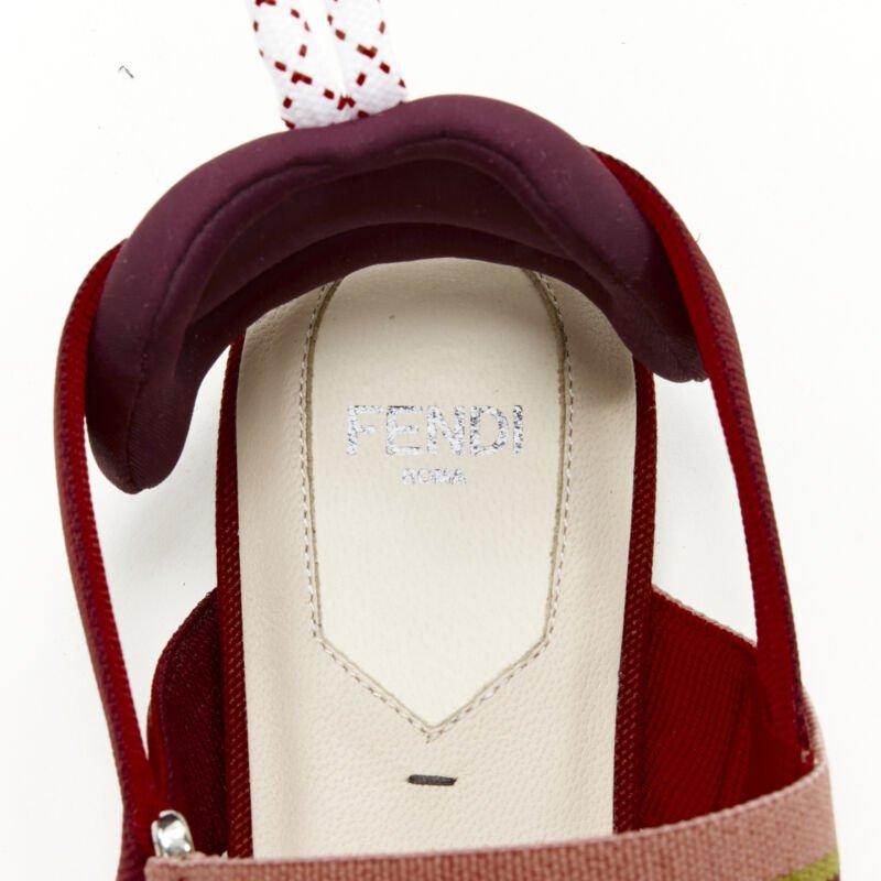 FENDI Colibri red sheer mesh mixed fabric sports strap flats EU36.5 4